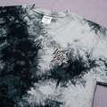 Tie-Dye Embroidered T-Shirt — Black & White Oversized Tee with Chest Script Logo