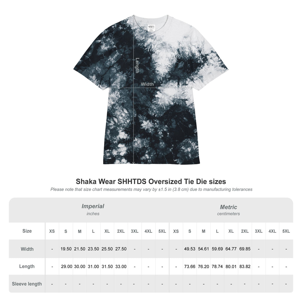 Tie-Dye Embroidered T-Shirt — Black & White Oversized Tee with Chest Script Logo