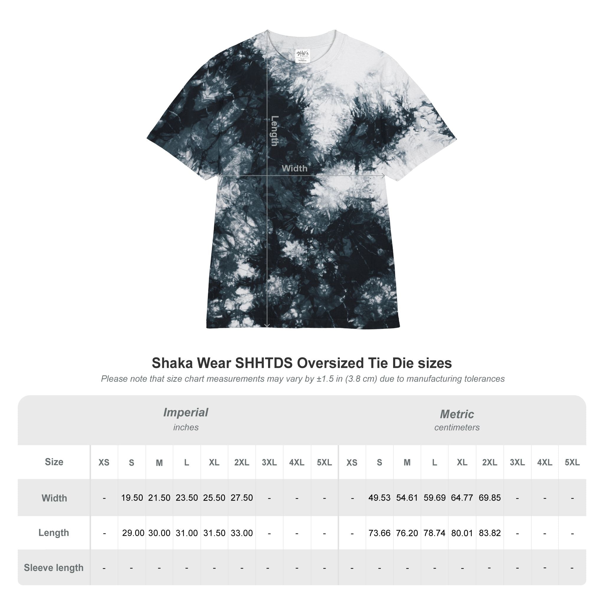 Tie-Dye Embroidered T-Shirt — Black & White Oversized Tee with Chest Script Logo